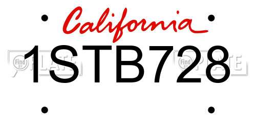 1STB728 California License Plate