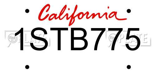 1STB775 California License Plate