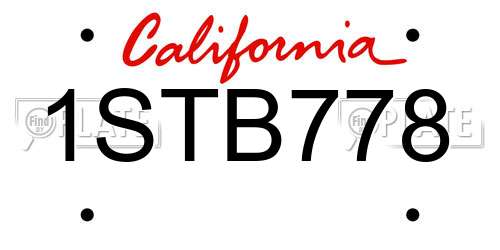 1STB778 California License Plate