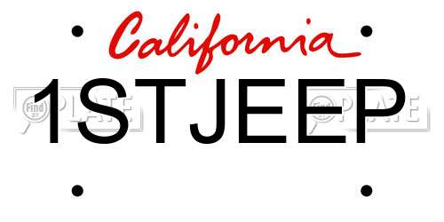 1STJEEP California License Plate