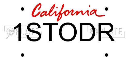 1STODR California License Plate