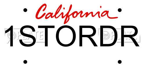 1STORDR California License Plate