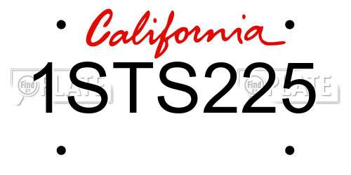 1STS225 California License Plate