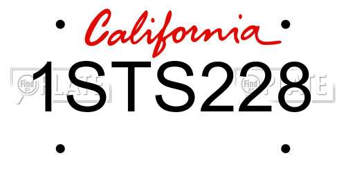 1STS228 California License Plate