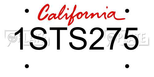 1STS275 California License Plate