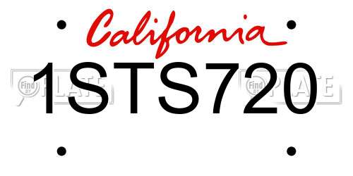 1STS720 California License Plate