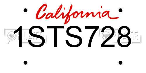 1STS728 California License Plate