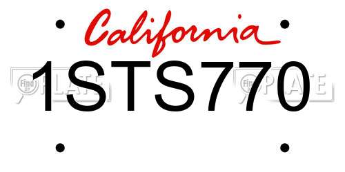 1STS770 California License Plate
