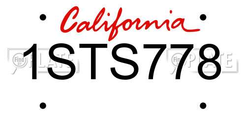 1STS778 California License Plate