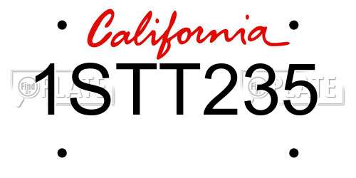 1STT235 California License Plate
