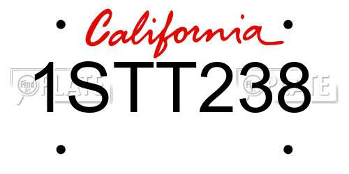 1STT238 California License Plate