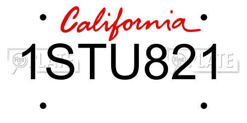 1STU821 California License Plate