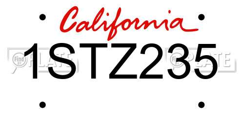 1STZ235 California License Plate