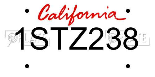1STZ238 California License Plate