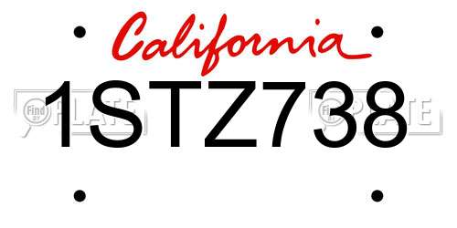 1STZ738 California License Plate