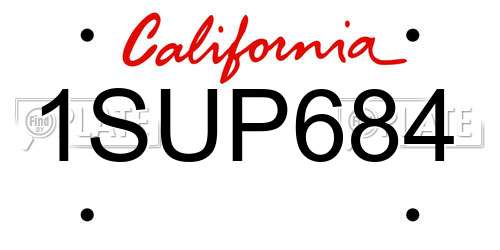 1SUP684 California License Plate