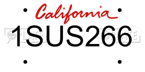1SUS266 California License Plate