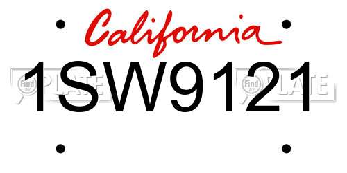 1SW9121 California License Plate
