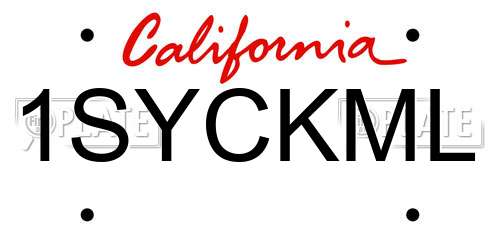 1SYCKML California License Plate