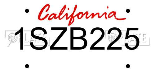 1SZB225 California License Plate