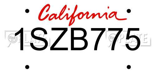1SZB775 California License Plate