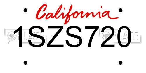 1SZS720 California License Plate