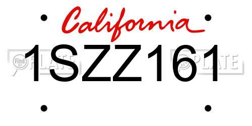 1SZZ161 California License Plate