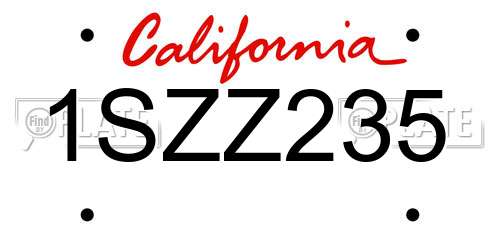 1SZZ235 California License Plate