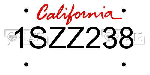 1SZZ238 California License Plate