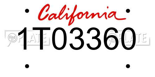 1T03360 California License Plate