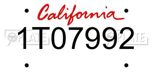 1T07992 California License Plate