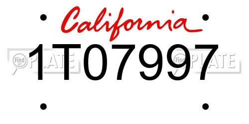 1T07997 California License Plate