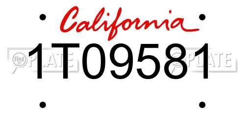 1T09581 California License Plate