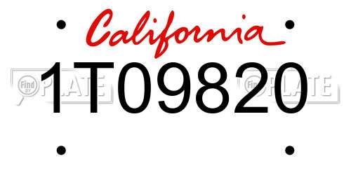 1T09820 California License Plate