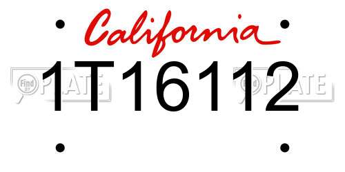 1T16112 California License Plate