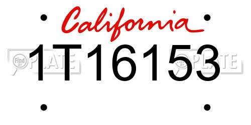 1T16153 California License Plate