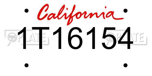 1T16154 California License Plate