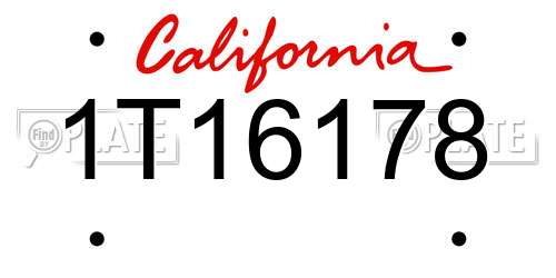 1T16178 California License Plate