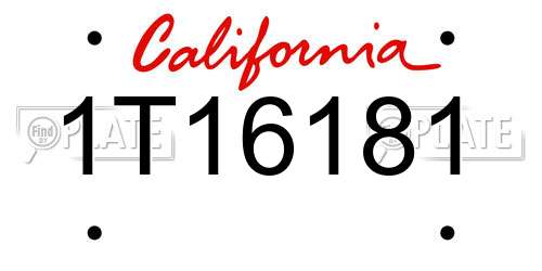 1T16181 California License Plate