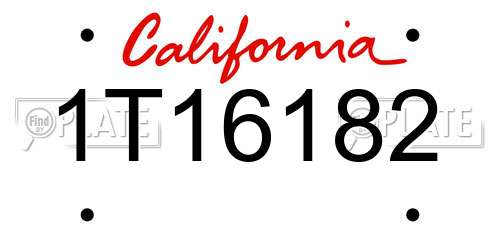 1T16182 California License Plate