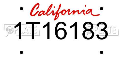 1T16183 California License Plate