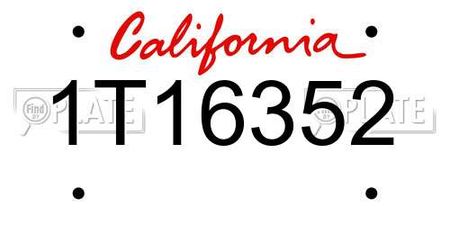 1T16352 California License Plate