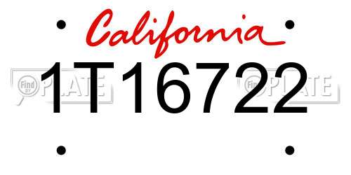 1T16722 California License Plate