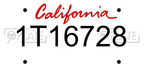 1T16728 California License Plate