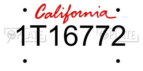1T16772 California License Plate