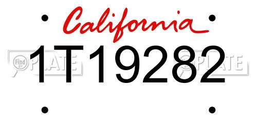 1T19282 California License Plate