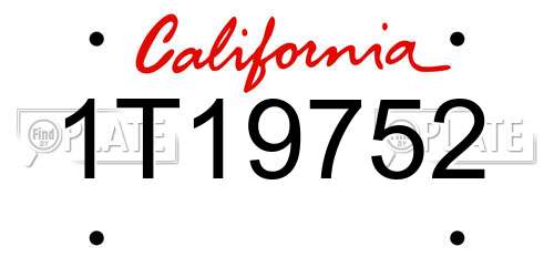 1T19752 California License Plate