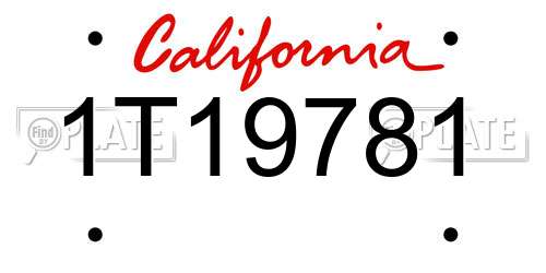 1T19781 California License Plate