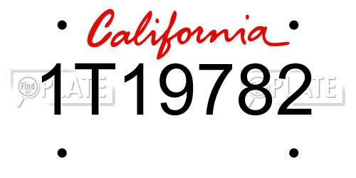 1T19782 California License Plate