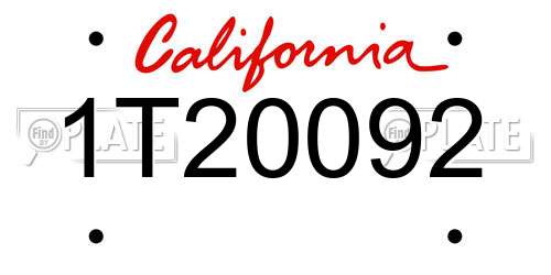 1T20092 California License Plate
